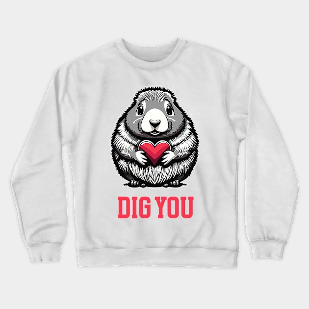 Prairie Dog Dig You Holding a heart Cute Valentines Day Crewneck Sweatshirt by jadolomadolo